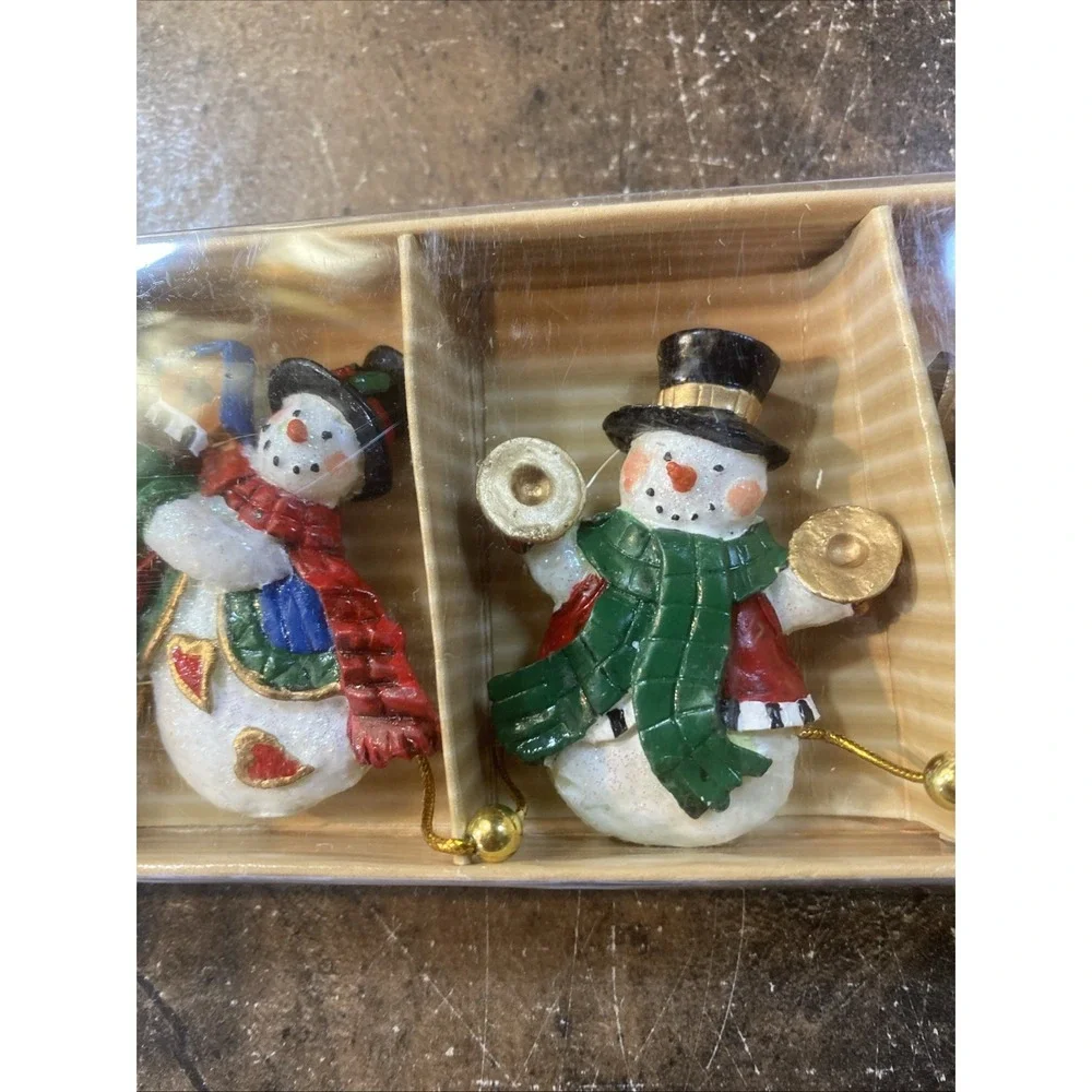Vintage 90s Holiday Home set of‎ 12 hand-painted miniature snowman Garland New